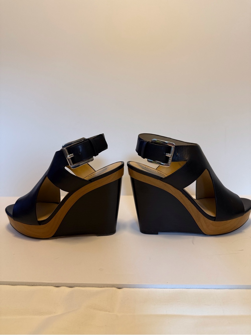 Michael Kors Josephine Black Leather Platform Wedges Size 6.5 NEW - Picture 7 of 9